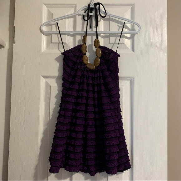 3 for $15 New Channel Purple Ruffled Halter Top - Picture 2 of 7